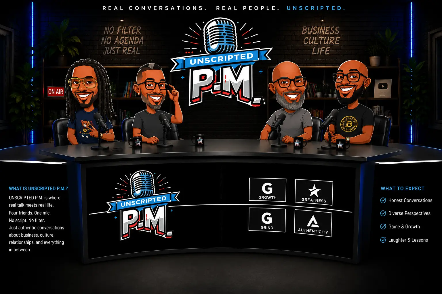 UNSCRIPTED P.M. show artwork